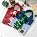 CouldNook Christmas Foldable Shopping Bag - Character Pouch And Holiday Print