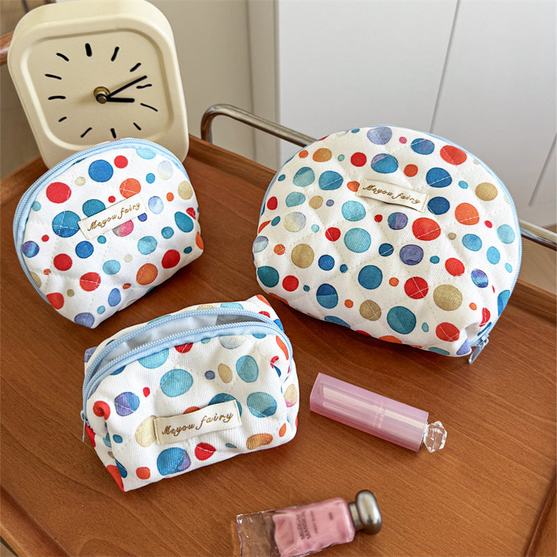 CouldNook Quilted Polka Dot Cosmetic Bag - Vanity Storage Accent