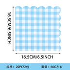 CouldNook Gingham Paper Napkin Set - Scalloped Edges and Square Shape