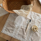 CouldNook Embroidered Lace Table Mat - Floral Stitching And Sheer Panels