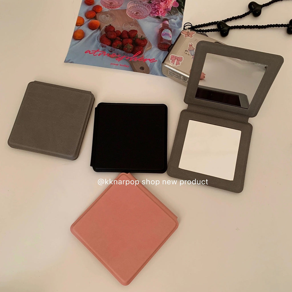 CouldNook Square Folding Mirror - Textured Cover And Dual Reflective Panels