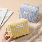 CouldNook Striped Cosmetic Bag - Towel Texture And Star Zipper Pull