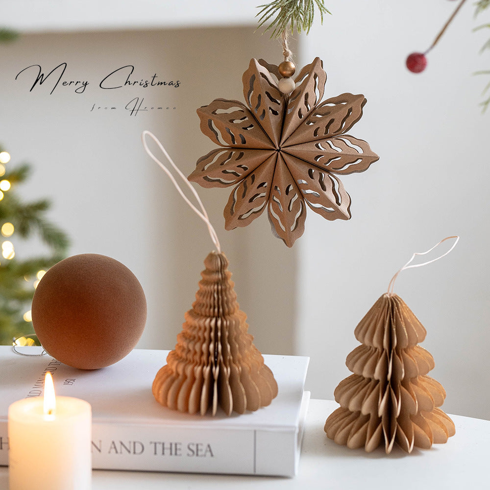 CouldNook Honeycomb Paper Tree Ornament - Layered Folds and Hanging Cord