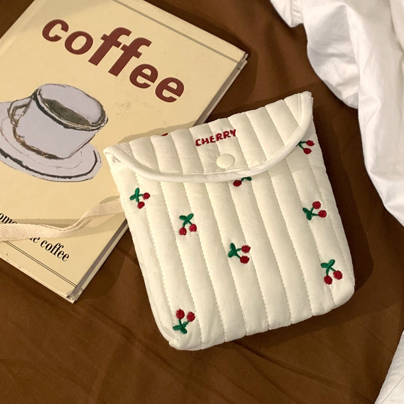 CouldNook Cute Embroidered Sanitary Pouch‑Portable Mini Storage Bag for Sanitary Napkins