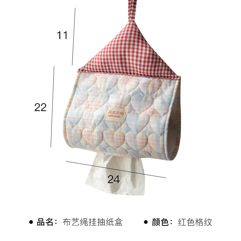 CouldNook House Shaped Hanging Tissue Holder - Checked Roof And Loop