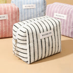 CouldNook Striped Cosmetic Bag - Towel Texture And Star Zipper Pull
