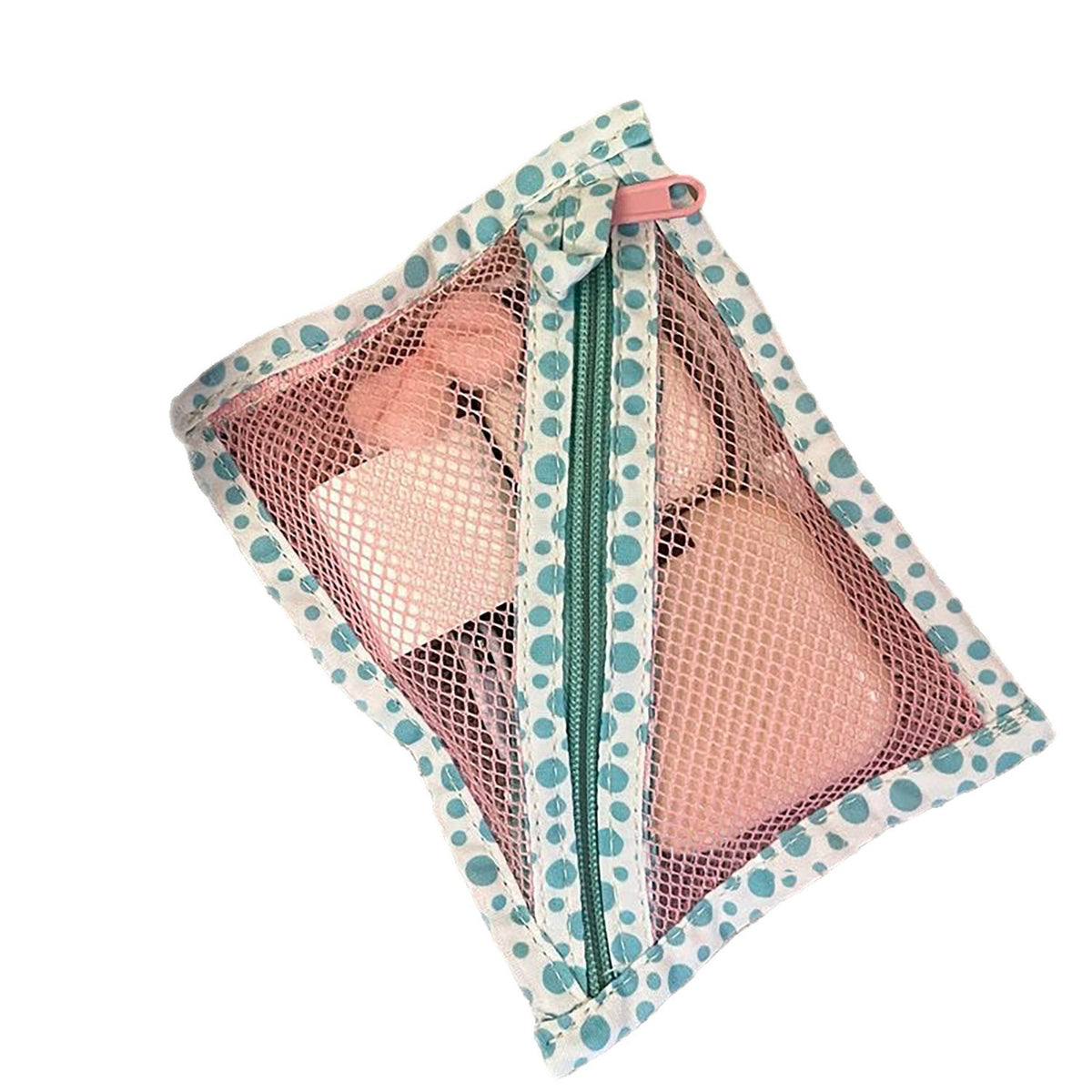 CouldNook Diagonal Zip Mesh Pouch - Dotted Binding And Contrasting Colors
