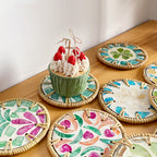CouldNook Woven Rattan Shell Insulated Coaster - Nautical Table Mat