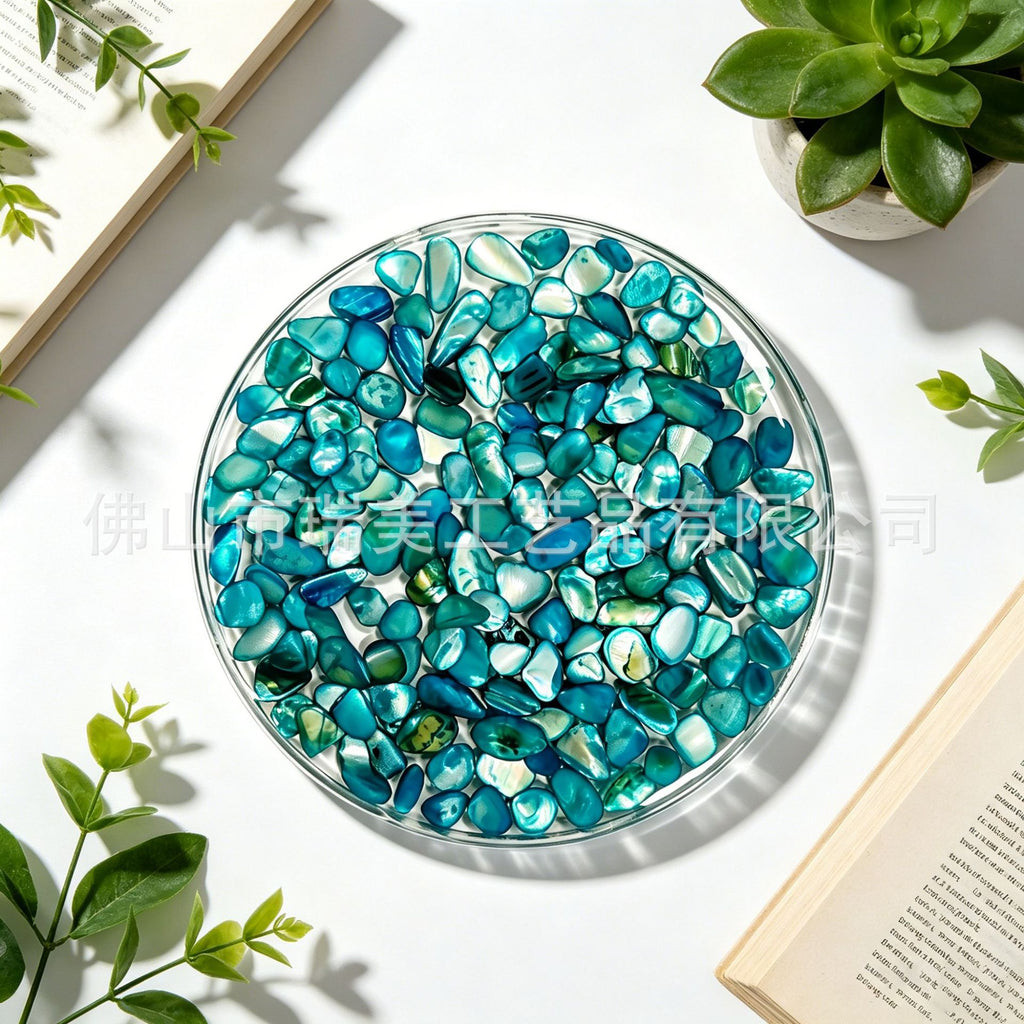 CouldNook Round Shell Coaster - Clear Resin and Iridescent Fragment Inlay