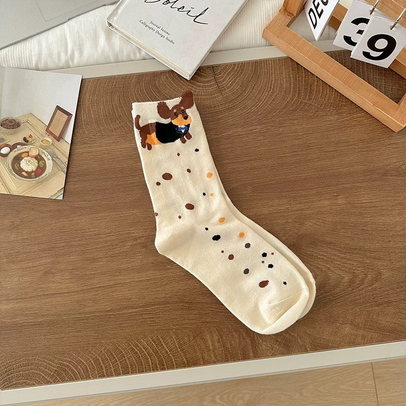 CouldNook Cozy Dog Motif Crew Socks - Everyday Footwear Accent