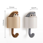 CouldNook Animal Wall Hook - Peeking Character and Curved Hanging Arm