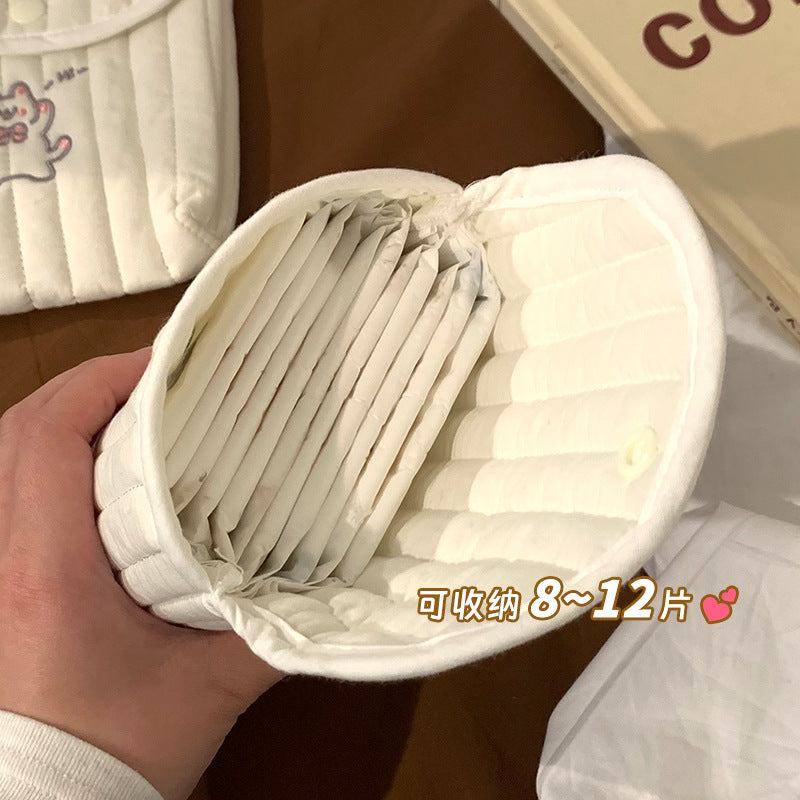 CouldNook Cute Embroidered Sanitary Pouch‑Portable Mini Storage Bag for Sanitary Napkins