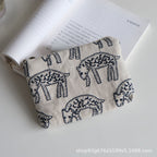 CouldNook Embroidered Zip Pouch - Botanical Motifs And Contrasting Animal Designs