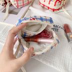 CouldNook Cherry Check Storage Pouch - Rounded Corners And Ribbon Pull