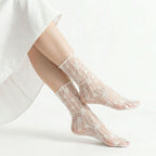 CouldNook Lace Jacquard Crew Socks - Soft Shoe Accent