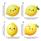 CouldNook Lemon Coaster Set - Four Wooden Pieces And Cartoon Faces