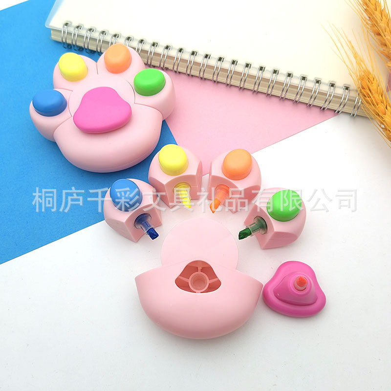 CouldNook Paw Highlighter Set - Removable Color Tips And Rounded Holder