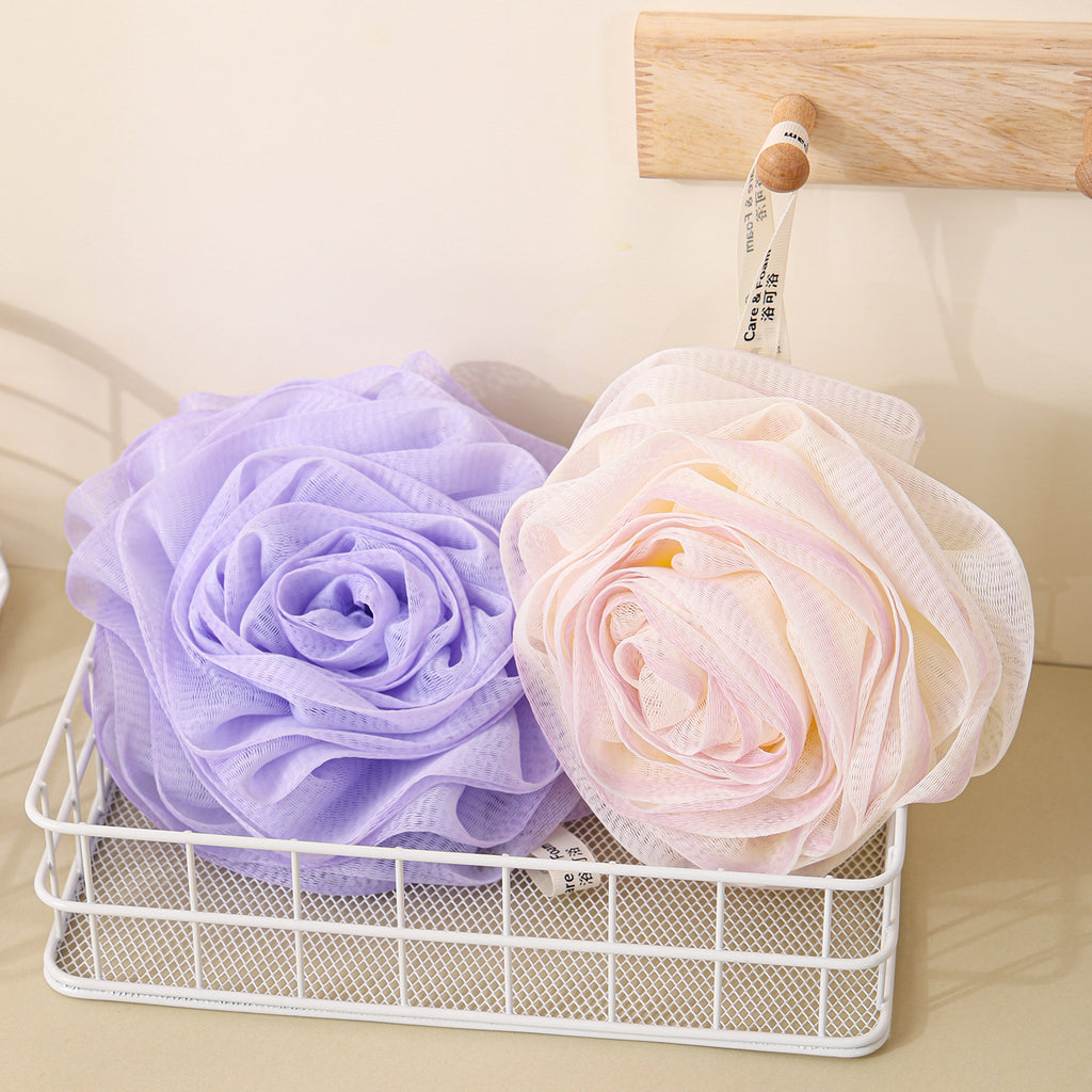 CouldNook Rose Bath Pouf - Layered Petals and Gradient Mesh