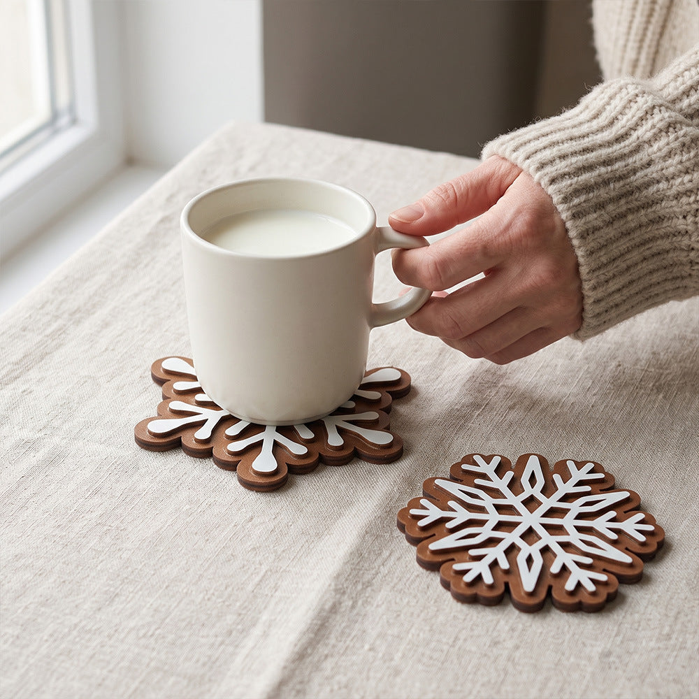 CouldNook Snowflake Coaster Set - Four Layered Wooden Designs For Cups