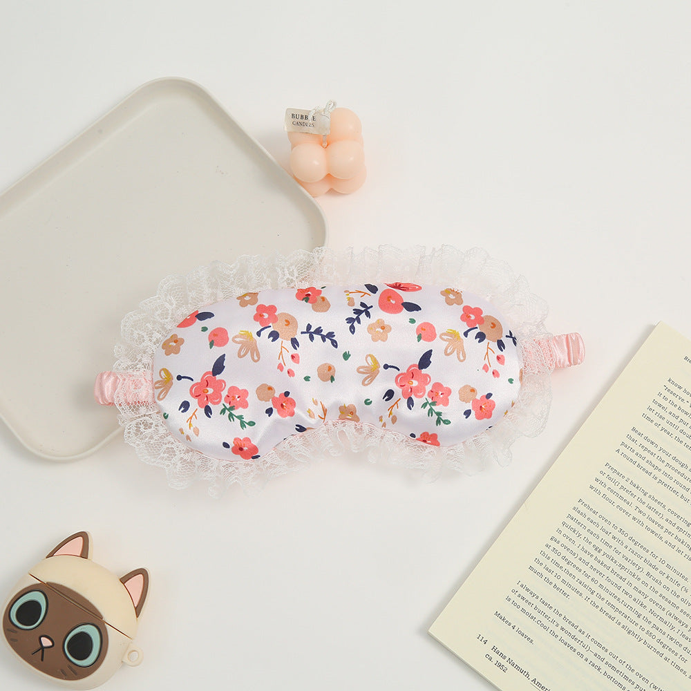 CouldNook Sleep Mask - Printed Front And Gathered Lace Border