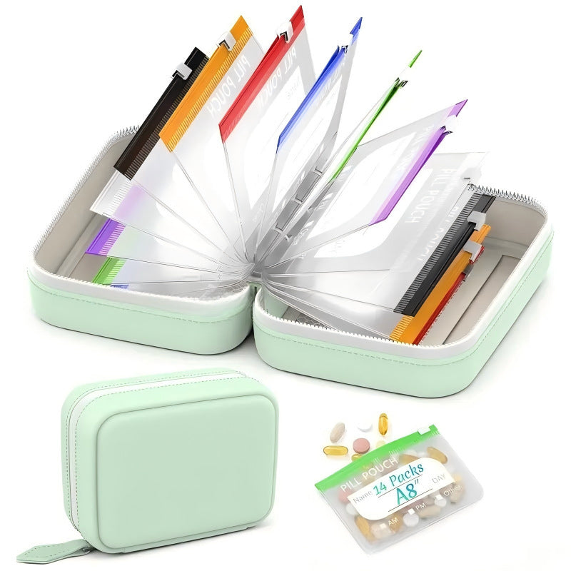 CouldNook Ring-Binder Pill Organizer - Removable Pouches And Zippered Case
