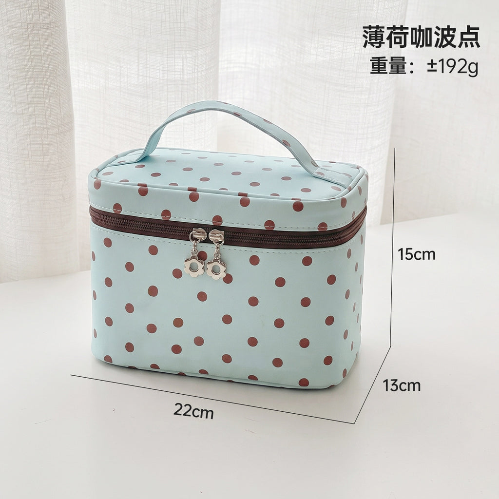 CouldNook Polka Dot Cosmetic Case - Top Handle And Interior Brush Storage