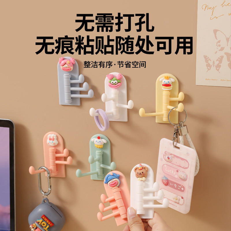 CouldNook Cartoon Adhesive Hook - Swinging Arms and Rounded Backplate