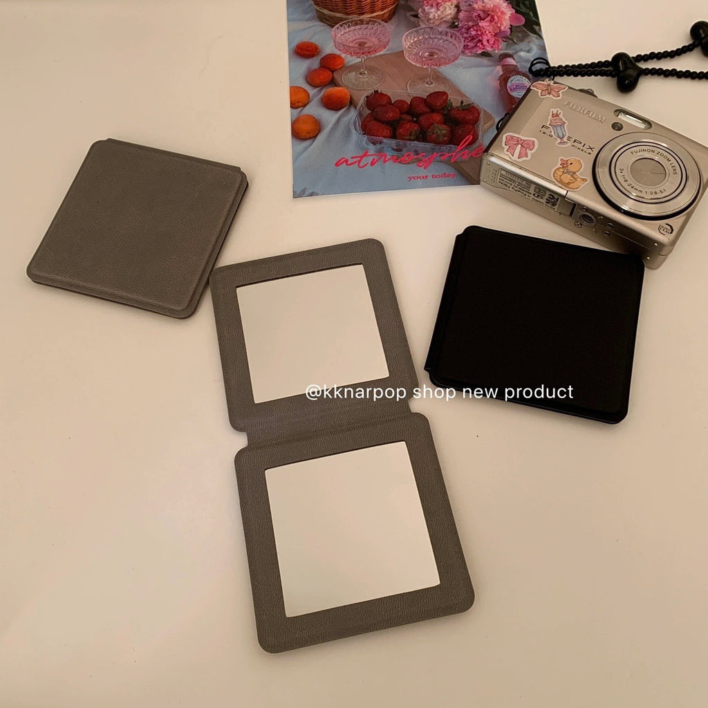 CouldNook Square Folding Mirror - Textured Cover And Dual Reflective Panels