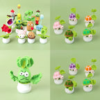CouldNook Crocheted Character Pot Ornament - Colorful Figures And White Pots