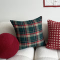CouldNook Christmas Plaid Cushion Cover - Green Ground And Crossing Stripes