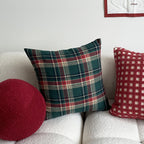 CouldNook Christmas Plaid Cushion Cover - Green Ground And Crossing Stripes