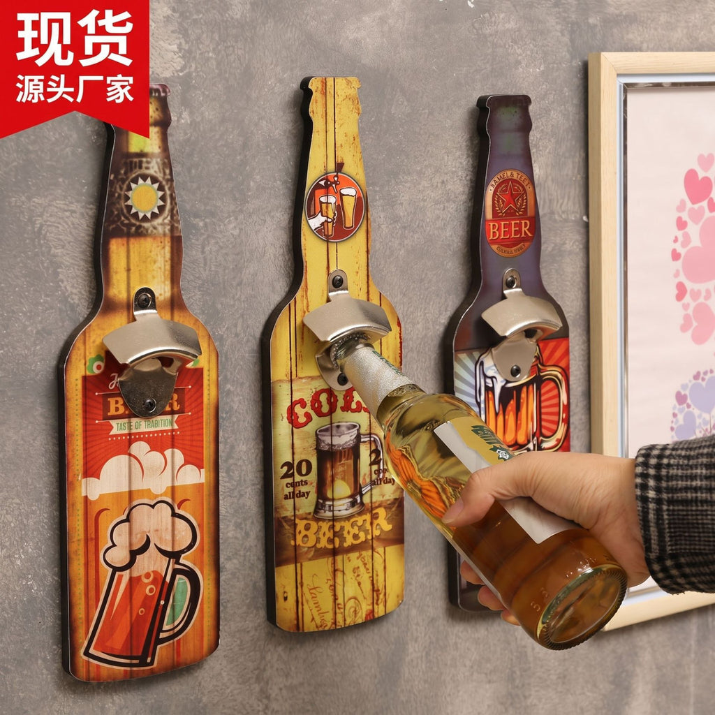 CouldNook Wall Mounted Bottle Opener - Bottle Silhouette And Printed Backing