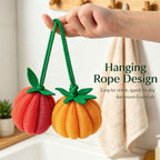 CouldNook Fruit Shaped Bath Pouf - Gathered Mesh And Green Leaf Detail