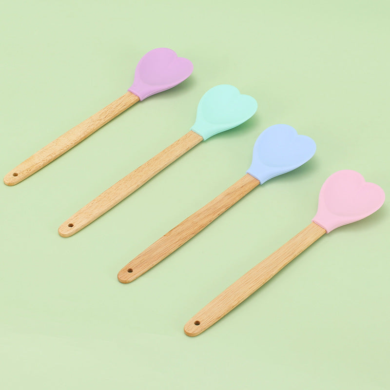 CouldNook Heart Spatula - Pastel Silicone Head and Long Handle