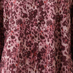CouldNook Pajama Set 2 Piece-Leopard Print Satin Long Sleeve Button Down Top & Loose Wide Leg Pants Lounge Set
