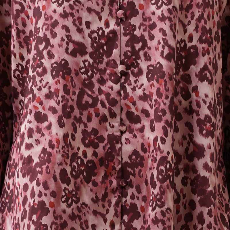 CouldNook Pajama Set 2 Piece-Leopard Print Satin Long Sleeve Button Down Top & Loose Wide Leg Pants Lounge Set