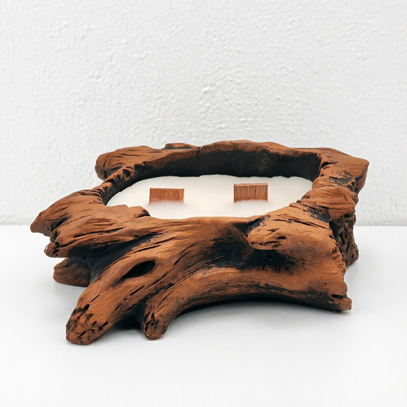 CouldNook Rustic Tree Stump Scented Candle - Crackling Wooden Wick Decor