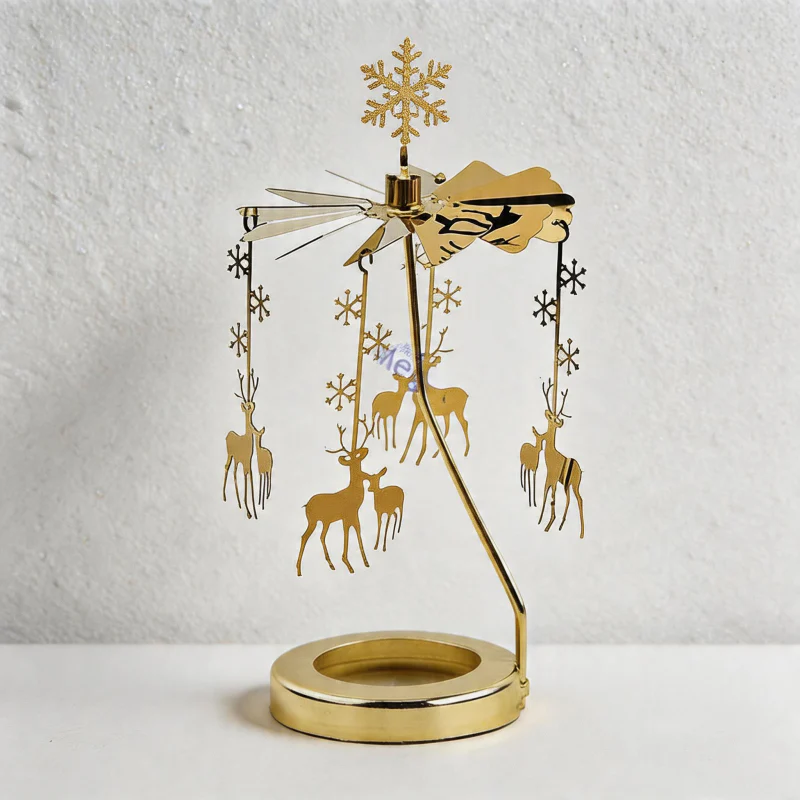 Rotating Carousel Candle Holder Candle Making Kits - Large Golden Spinning Tealight Carousel