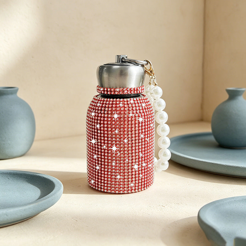 CouldNook 10oz Bling Rhinestone Mini Tumbler - Pearl Handle, Silver Lid (Leopard & Gradient Series)