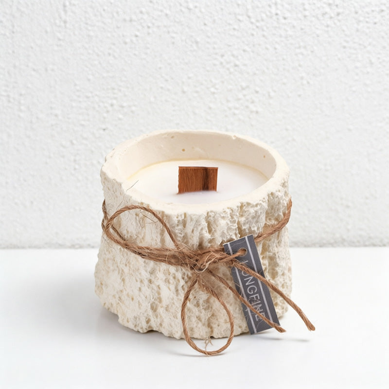 CouldNook Mini Tree Stump Scented Candle - Rustic Bark Wooden Wick Decor