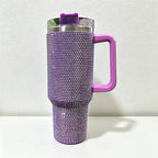 CouldNook 40oz Rhinestone Cow Print Tumbler-Stainless Steel Vacuum Insulated Ice Tumbler with Handle & Straw