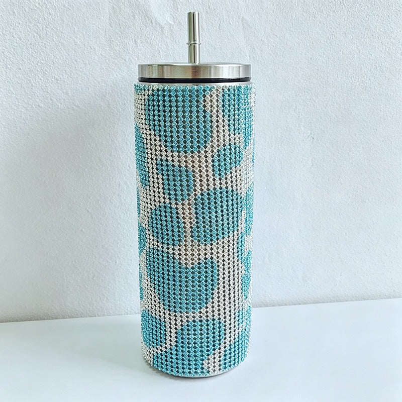 CouldNook 20oz Rhinestone Tumbler-Stainless Steel Vacuum Insulated Straight Body Tumbler with Straw
