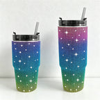 CouldNook 20/30oz Bling Rhinestone Car Tumbler - No Handle, Black Lid (Leopard & Gradient Series)
