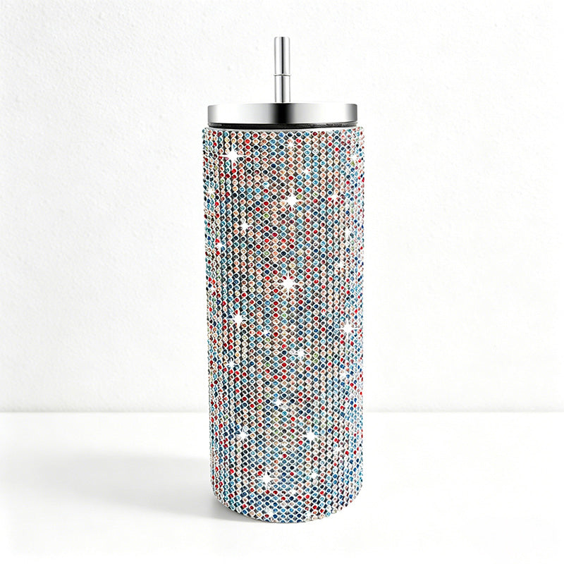 CouldNook 20oz Rhinestone Tumbler-Stainless Steel Vacuum Insulated Straight Body Tumbler with Straw
