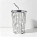 CouldNook 17oz Rhinestone Tumbler-Stainless Steel Insulated Straight Body Cup with Straw