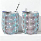 CouldNook 12oz Bling Rhinestone Stemless Wine Tumbler - Clear Lid & Straw (Solid Color Series)