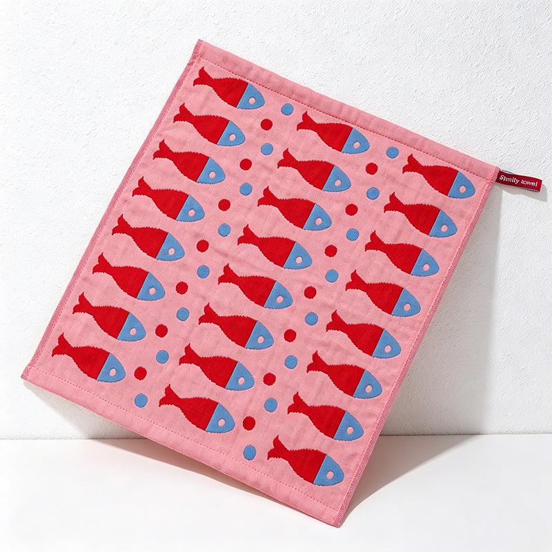 CouldNook Pure Cotton Gauze Cartoon Square Towel - Cute Absorbent Handkerchief