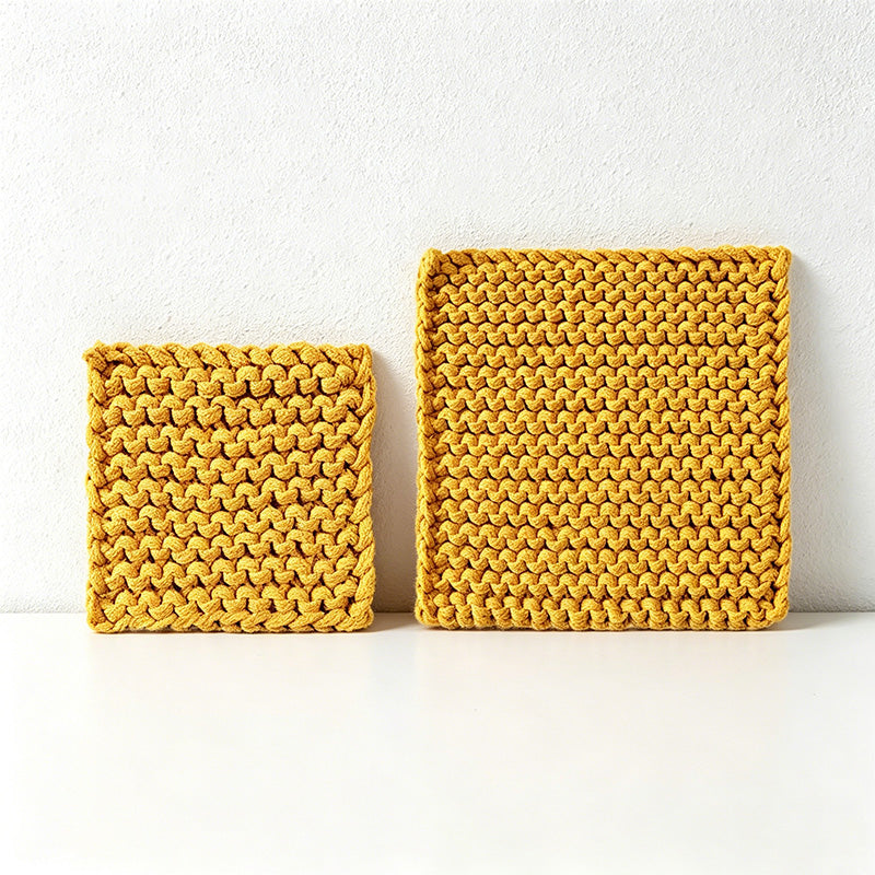 CouldNook Chunky Knit Cotton Trivet - Hand-Woven Square Heat Pad