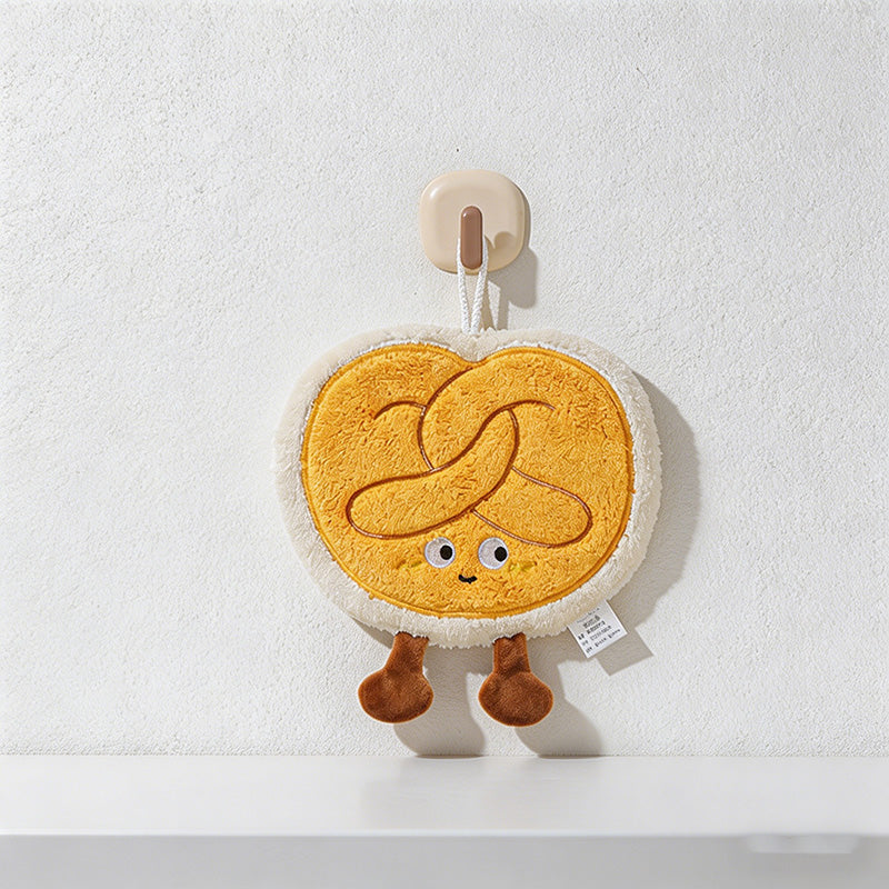 CouldNook Kawaii Bakery & Dessert Hanging Hand Towel - Thick Coral Fleece
