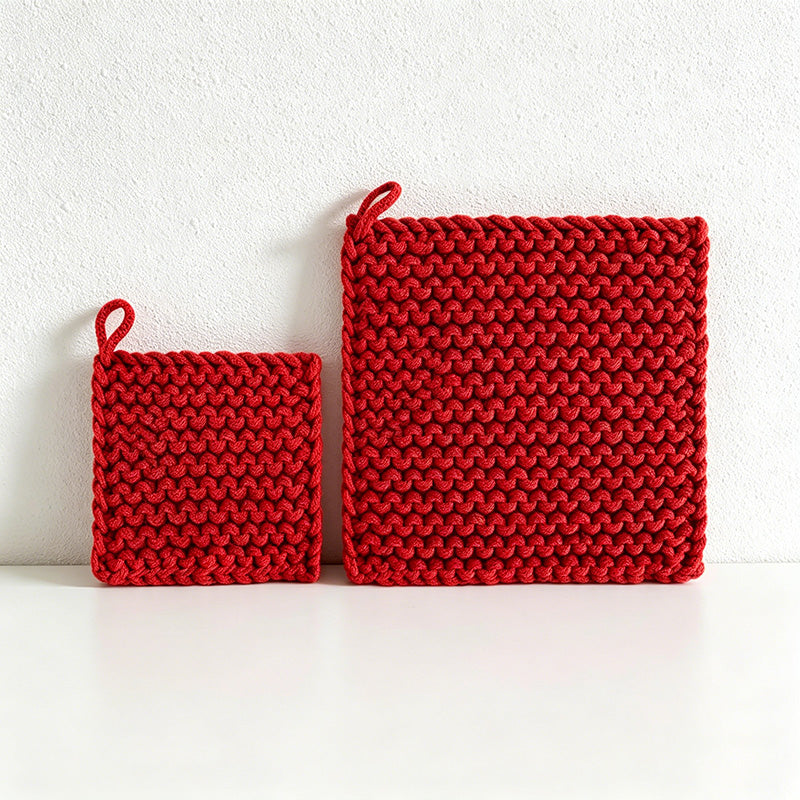 CouldNook Japanese Chunky Knit Trivet - Minimalist Woven Square Mat